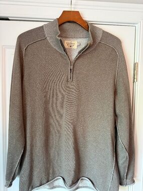 The Normal Brand Size XL Apres Ski Stitched Lightweight Quarter Zip Sweater Tan